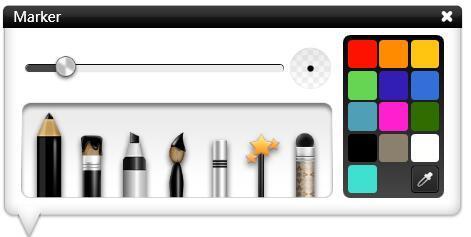 Figure 3-1-7-1 Paintbrush 1 Marker: handwriting is thin. to use the Marker. The default color is black and the 2 Paintbrush: and the handwriting is thin. to use the Paintbrush.