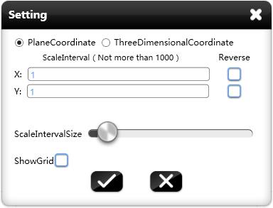 Figure 3-3-1-2-2-5 Setting the parameters of mathematical coordinate system a) Dimensionality: Select the plane-coordinate system or 3D coordinate system according to actual requirements.