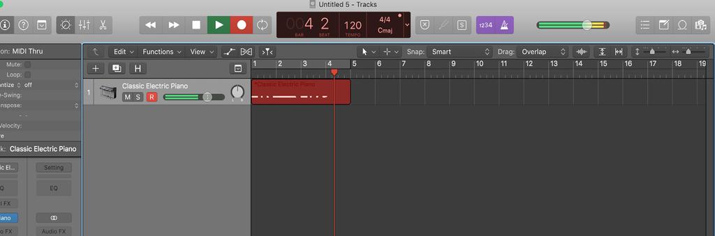 Create a new Software Instrument track; 4. Transport buttons let you remote the transport of Logic Pro X or Garage Band; 5.
