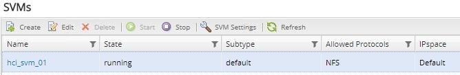 Figure 9) SVM creation, step 2. 4. Provide input on the export name and export size and set the appropriate permissions. 5. Click Submit and Continue.