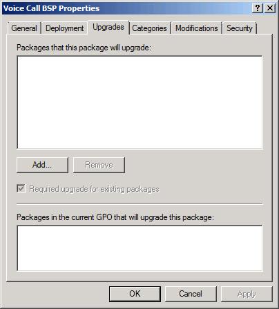 Upgrading Voice Call Authentication Provider Components via Group Policy Option 1: You can add.msi package with new component version to an existing group policy object.