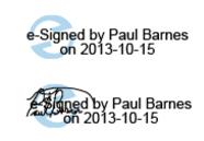 If you performed the procedure Customizing Your Signature (on page 46) by creating a handwritten signature on the Identity page, your final signature will appear slightly differently in