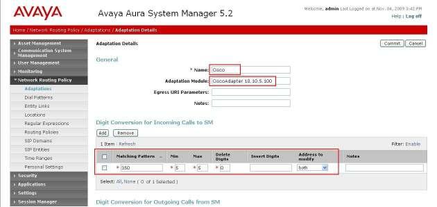 5.3. Administer Adaptations Create an adaptation entry for an incoming call from Cisco UCM.