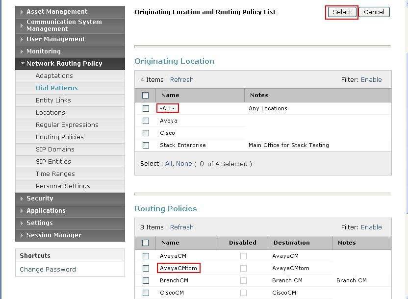 Navigate to Originating Locations and Routing Policies and select Add (not shown).