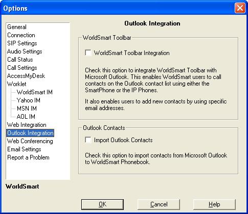 Introduction Outlook integration with WorldSmart provides the WorldSmart users the ability to import the outlook contacts to WorldSmart on a single mouse click, it also integrates a WorldSmart tool