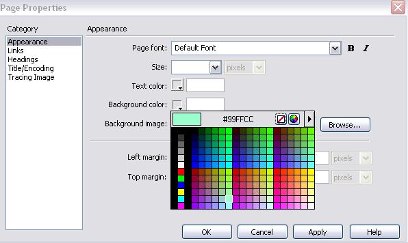 To change Background Colour: Click Appearance option Click