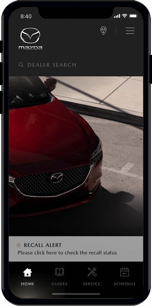 HOME SCREEN OVERVIEW HOME SCREEN SECTIONS AND ICONS The MyMazda mobile app makes your Mazda ownership experience more convenient all the tools you need to manage your Mazda are right at your