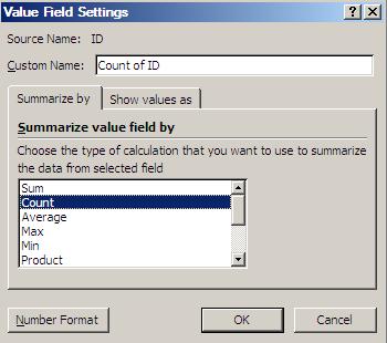 4.2 Build a pivot table To build a pivot table, we must drag column headers into the relevant spot on the right hand side of the screen. We will count the number of applicants for each module code.