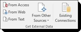Access Web Text Excel supports external connections to all sorts of files and formats. Microsoft Office's database program. Data from web sources. Data from text files.