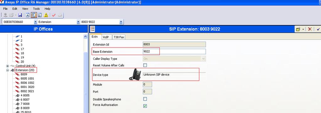Right-click and choose New and SIP Extension (not shown). The Extension Id is automatically created i.e., 8003 in this case.