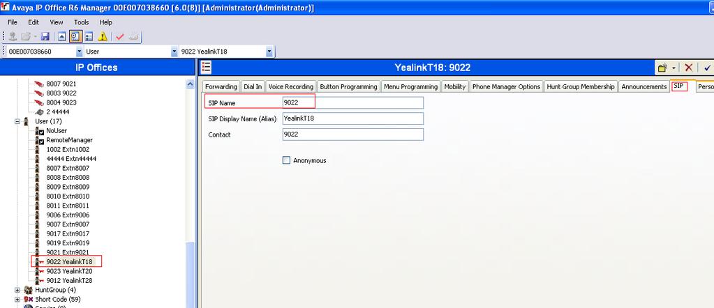 4.5. Configure SIP User From the left pane, select a User and in the right-hand pane, select SIP tab.