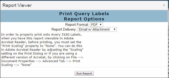 To print the labels, click the mouse on the Printer icon at the top of the screen.