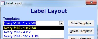 This form will allow you to create custom label templates that can be Saved.