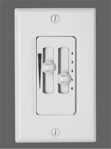 Provides three speeds and full range dimming or on/off switching and wires into wall box. Includes wall switch, switch plate and receiver.