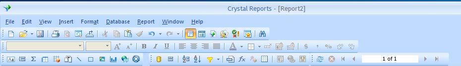 Crystal Reports The layout The Menu bar The Standard toolbar The
