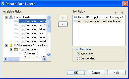 Modifying the report Sort the data Sort your report: display the records in a specific order (e.g. last names in alphabetical order) 1 To sort data: 1.