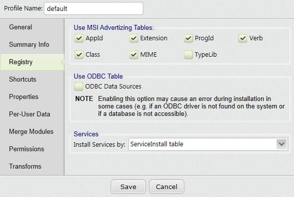 What s new: MSI Generator 3.3.0 (PACE Suite v. 3.4) New features The new ODBC setting in profile options allows choosing how to handle ODBC information: use Registry table or ODBCDataSource table.