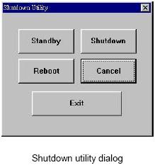 [Reboot] to restart PC. [Cancel] to escape from the Shutdown utility dialog.