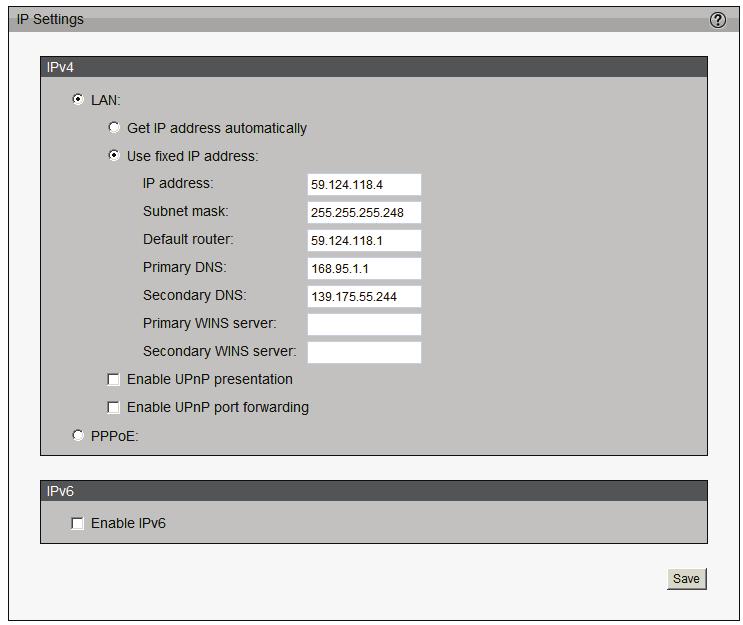 Get IP address automatically (DHCP): Select this connection if you have a DHCP server running on your network and would like a dynamic IP address to be assigned to the camera automatically.