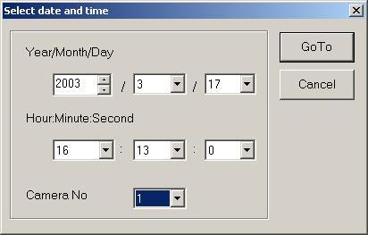 A Click on Date to display the calendar. All dates in red contain video data. Choose the specific date to search.