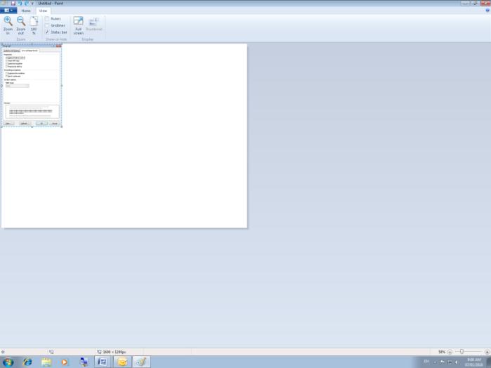 Figure 18 Paragraph dialog in a Paint document. In this case the image is smaller than the canvas.