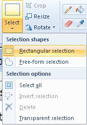 Figure 28 Rectangular Selection option from Selection button. 3. Use the mouse to drag diagonally across the image to choose what you need.