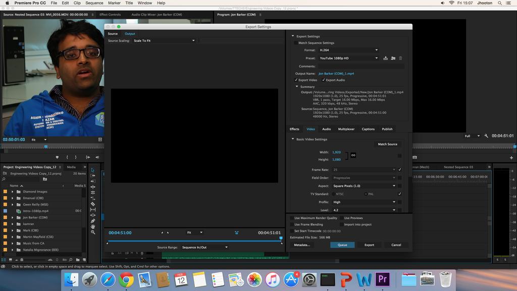 Exporting To make your Video playable outside Adobe Premiere, it has to be exported. To do so go to File > Export > Media. This will open the Export Settings.