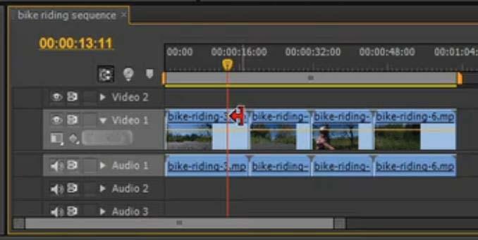 Edit Sequence Trimming - Go to begin or end of clip in timeline until the Trim Tool appears (red arrow) - Drag