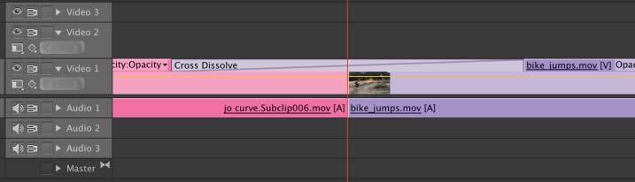 Applying an audio Crossfade - Go to the Effects tab in your Project Panel > Audio Transitions > Crossfade > Constant