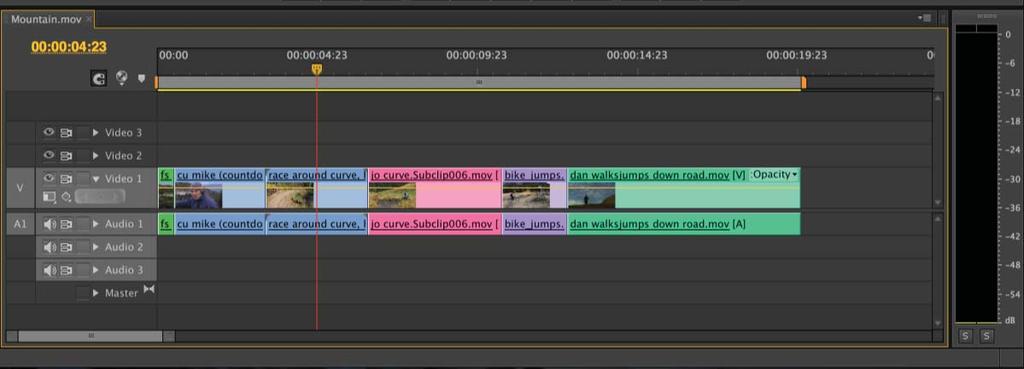 Timeline Panel features 1. Time ruler 2. Video/audio tracks 3.