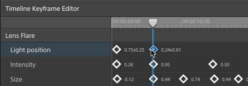 Click the Previous or Next button in the toolbar below the keyframe editor. 2. In the Inspector, adjust the parameter's control as needed. The selected keyframe is updated.
