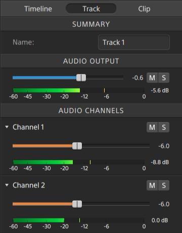 Volume fader you can use to adjust the channel's contribution to the level