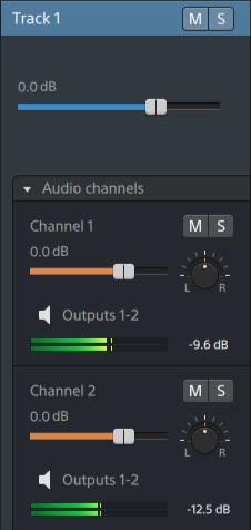 When adjusting volume, remember to watch your audio meters. Because you are adding the volumes of all of the tracks together, it is easy to clip the audio output.