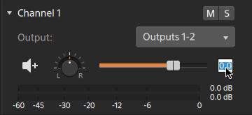 Item Channel volume Description Drag the fader to adjust the volume of the selected channel. Double-click the center of the thumb to reset the fader.
