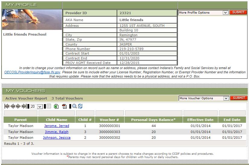 4 My Vouchers Screens Section 4 describes information that can be viewed in the My Vouchers section of the Provider Web. 4.1 Active Voucher Report Screen 555-555-5555 Allows a user to view a listing of all active vouchers that can currently be swiped against.