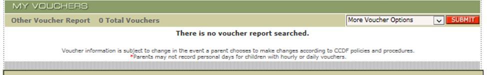 Information on this screen includes the Personal Day Balance, Effective Date and End Date for each active voucher listed on the report.
