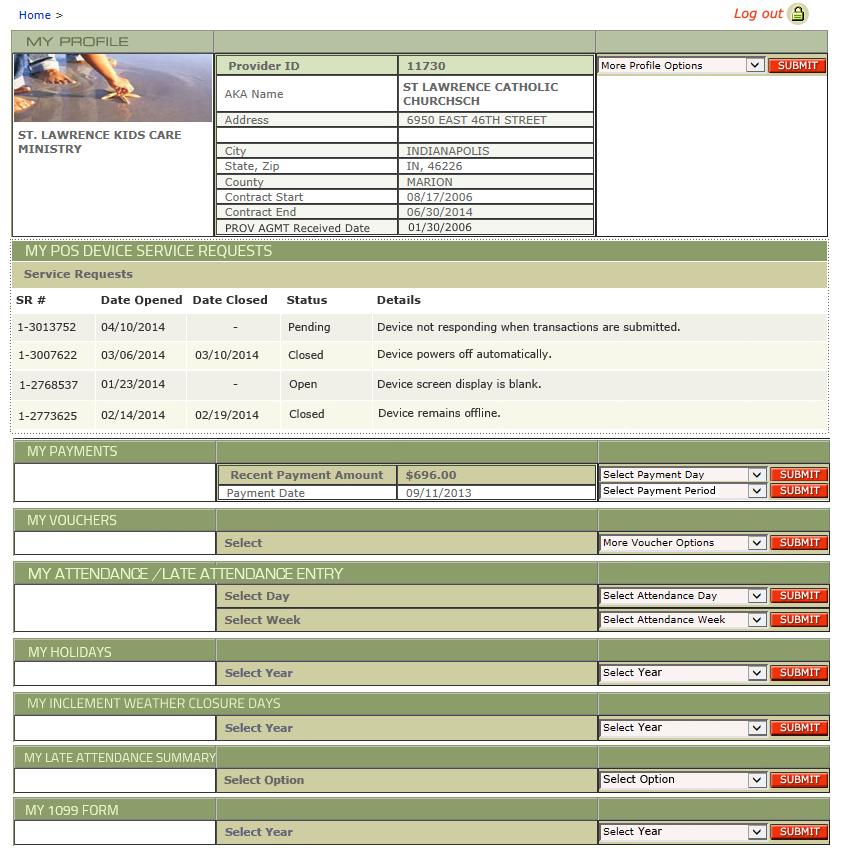 9 My POS Device Service Request Status Screen Section 9 describes information that can be viewed in the My POS Device