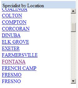 (5.3) Another option in selecting a provider is by location, Specialty by Location, which is
