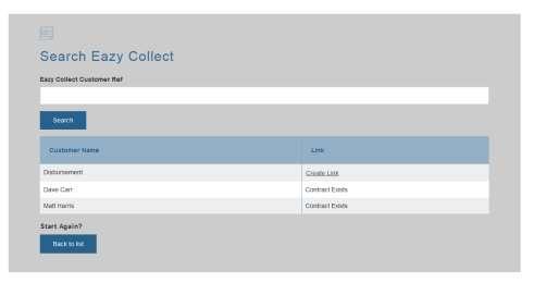 In the left hand column, all your Xero customers will be listed. In the right hand column, is the Eazy Collect Account.