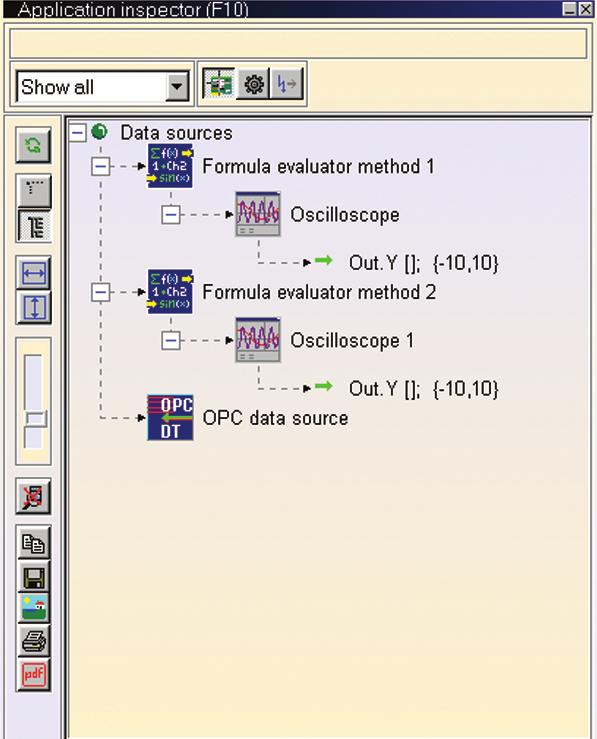 DT Measure Foundry The Application Inspector provides an overview of your current project during design time. The Debug Tool display panel allows you to analyze a running DT Measure Foundry program.