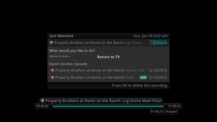 MyDVR BINGE MODE RECORDING PLAYBACK When you are watching programming from a Series Recording and have multiple recordings, this mode will prompt you to watch the next recording in a series once you