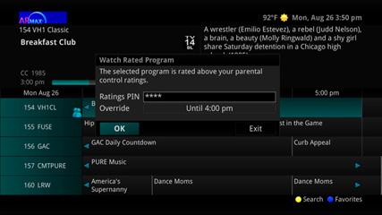 ATTEMPT TO WATCH A PROGRAM OUTSIDE THE PARENTAL CONTROL SETTINGS If you have set Parental Ratings in order to prevent viewing shows beyond a rating that you find