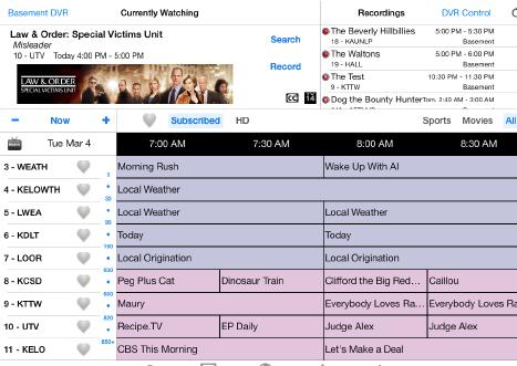 ManageMyTVs App - ipad Programs may be selected from within the app to view program information and schedule future recordings.