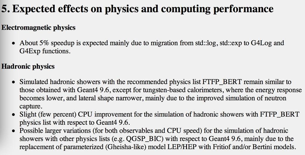 Expected effects on physics and performance This section tells you what to