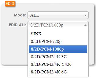 ALL: Selecting the ALL mode will send the selected EDID to all inputs.