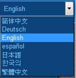 Simplified Chinese Japanese Korean Spanish German Click Language and the selection list appears.