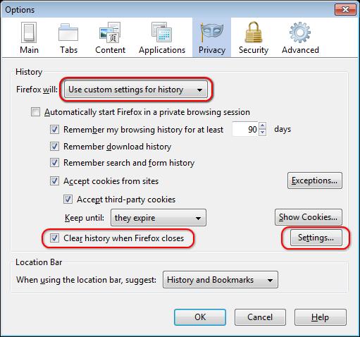 Select the Privacy panel. In the History section, set Firefox will: to Use custom settings for history.