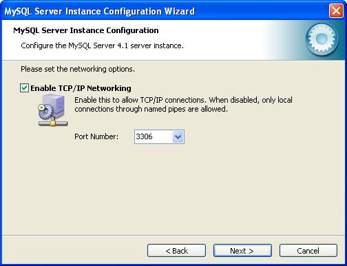 12 MySQL Installation and Setup 14. Choose the Enable TCP/IP Networking option and click Next. 15.