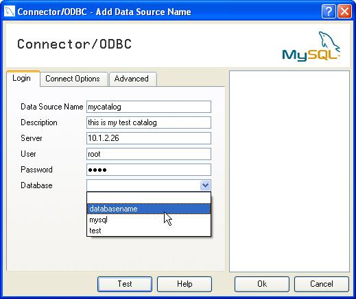 In the Connector/ODBC - Add Data Source Name dialog box, to create the DSN, enter the following information on the