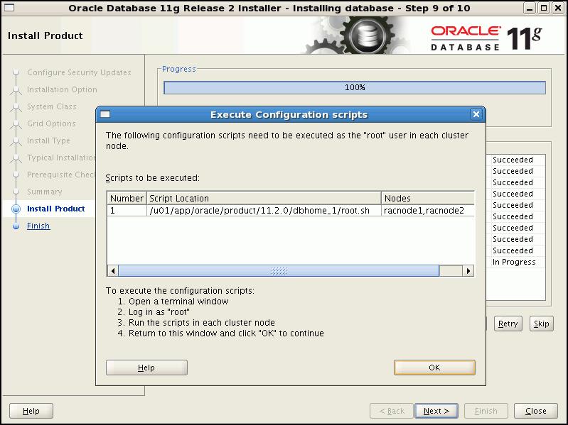 Installing the Oracle Database Software and Creating a Database 12. In the last step of the installation process, you are prompted to perform the task of running the root.